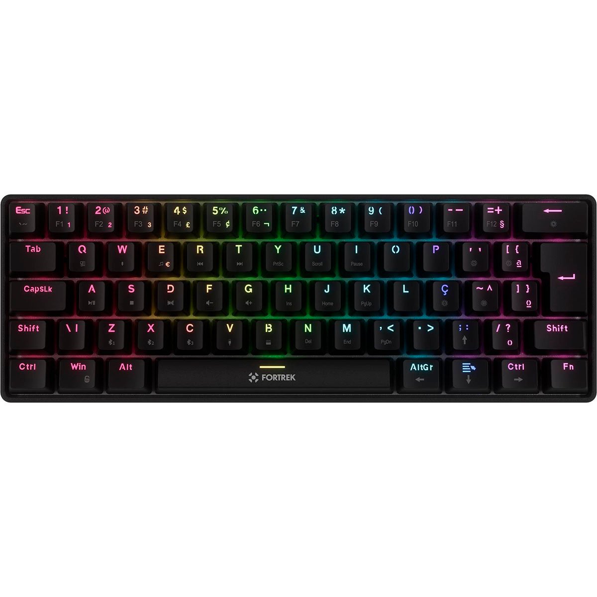 TECLADO MECANICO GAMER FORTREK GRAVITY AIR COMPACT RAINBOW WIRELESS SWITCH BROWN PRETO 84977 - Imagem 2
